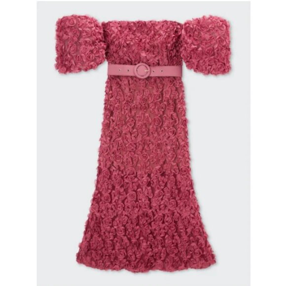 ELLIATT Intimacy 3D Floral Off Shoulder Strapless Midi Dress - Picture 4 of 6